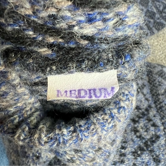 Royal North Mills Outfitters Vintage Wool Blend Blue Black Chunky Sweater, Med - Picture 4 of 6